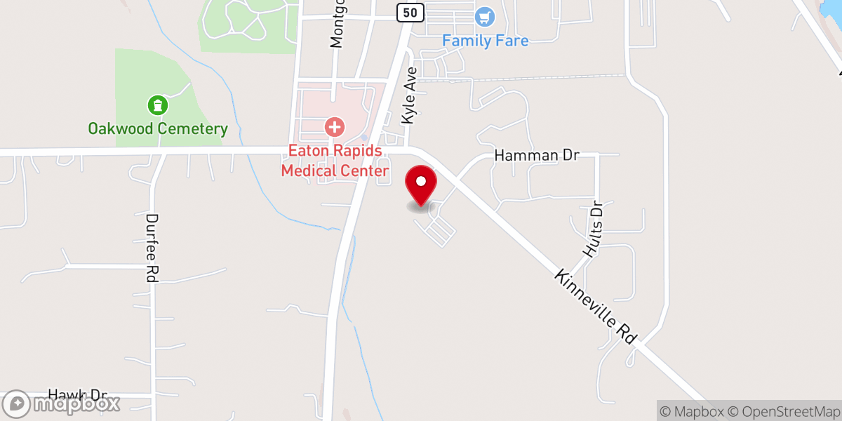Map showing location of First Baptist Church of Eaton Rapids