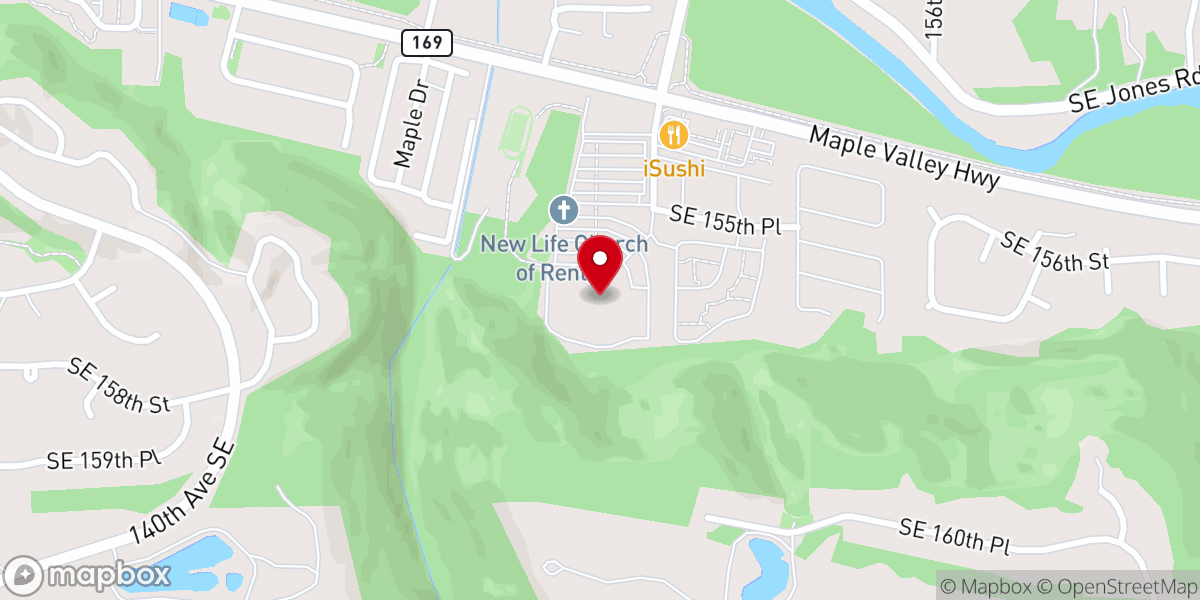 Map showing location of New Life Church - Renton Campus
