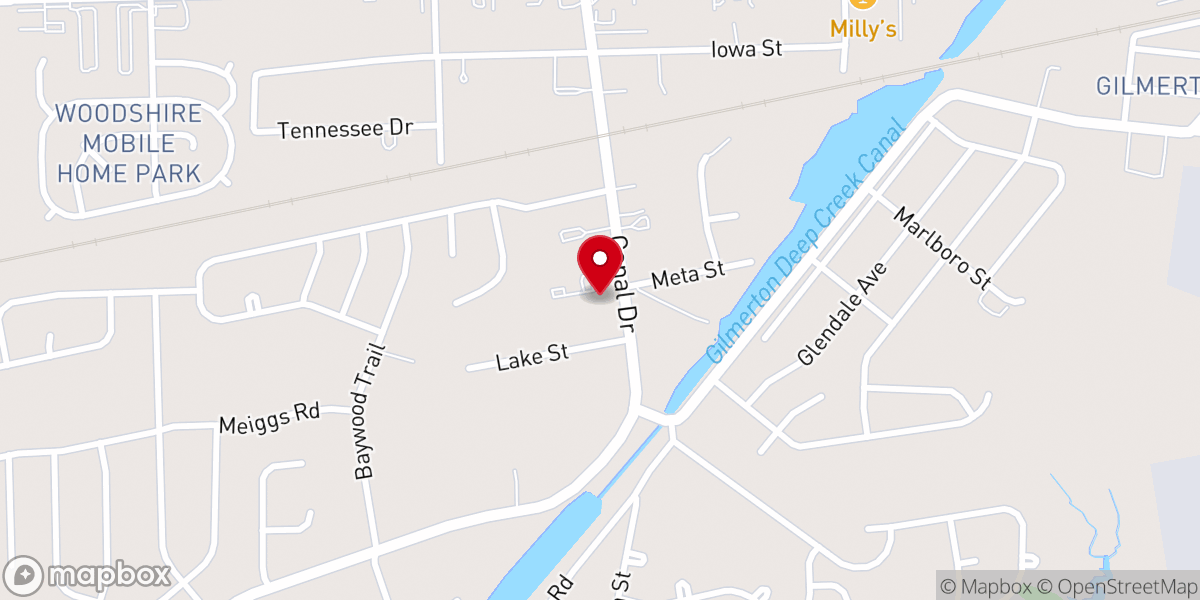 Map showing location of Wayside Baptist Church