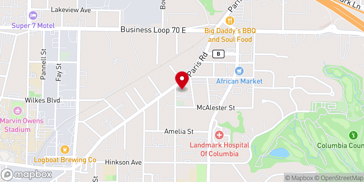 Map showing location of Memorial Baptist Church