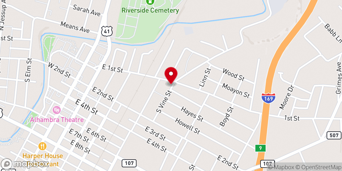 Map showing location of Lane Tabernacle CME Church