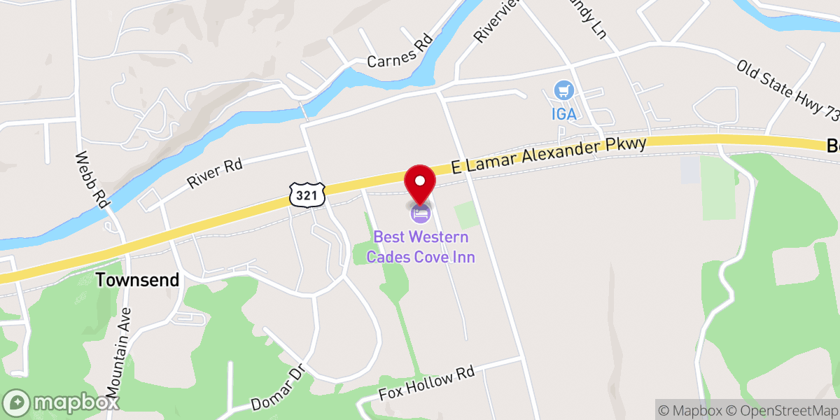 Map showing location of Best Western Cades Cove Inn