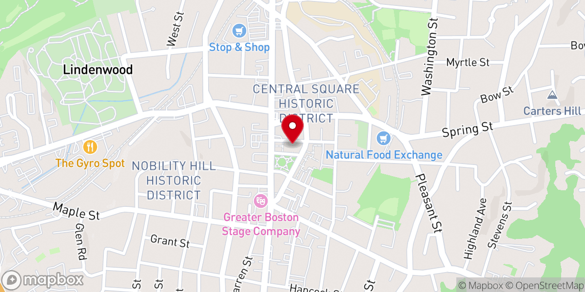 Map showing location of First Congregational Church in Stoneham
