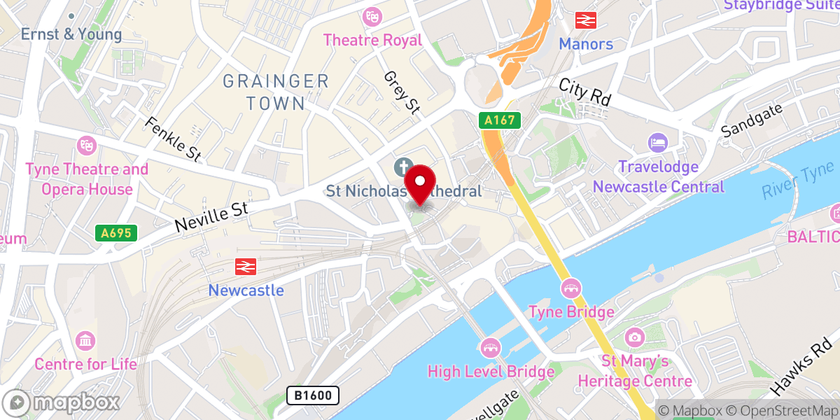 Map showing location of Newcastle Castle