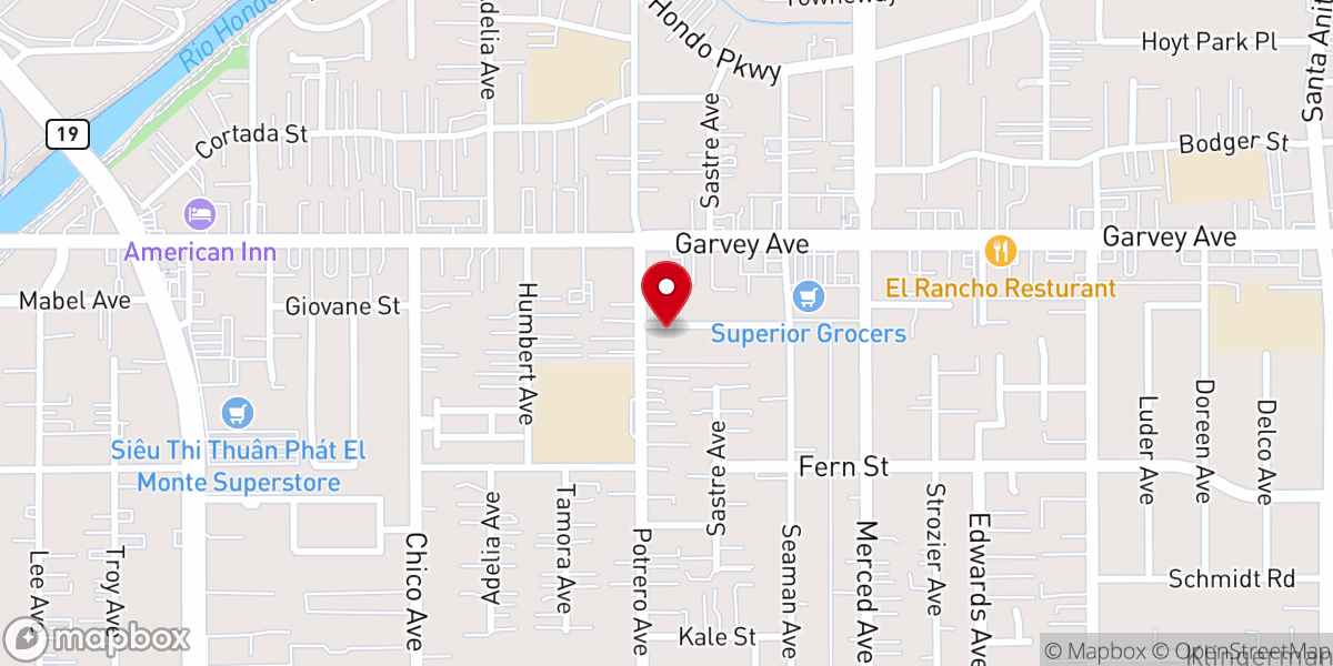 Map showing location of Church in El Monte