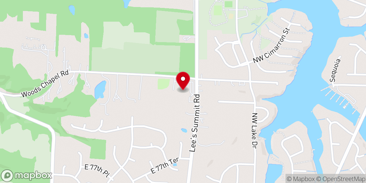 Map showing location of Oakwood Baptist Church