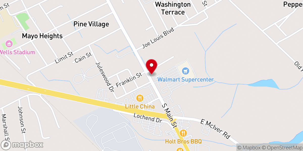 Map showing location of Bethel Ame Fellowship Hall