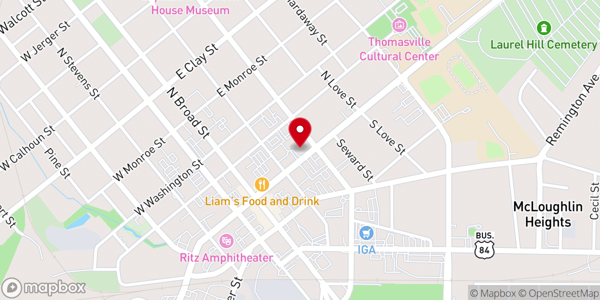 Map showing location of First Presbyterian Church