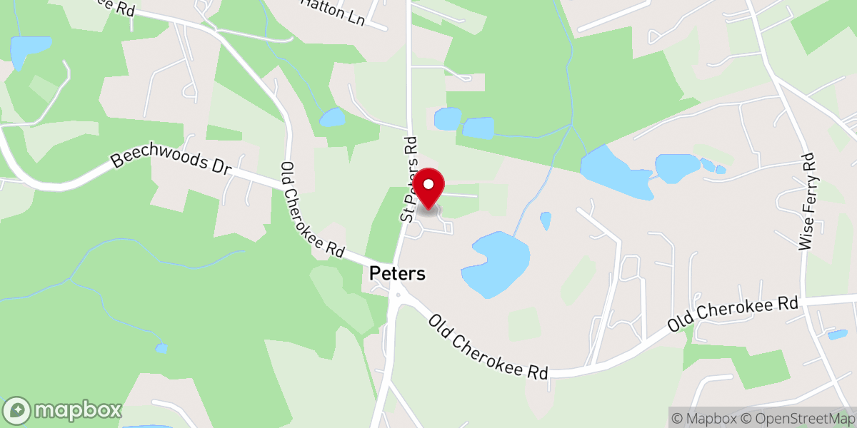 Map showing location of St. Peter's Lutheran Church