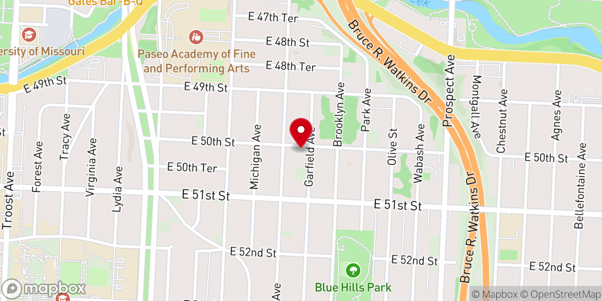 Map showing location of Southside First Baptist Church