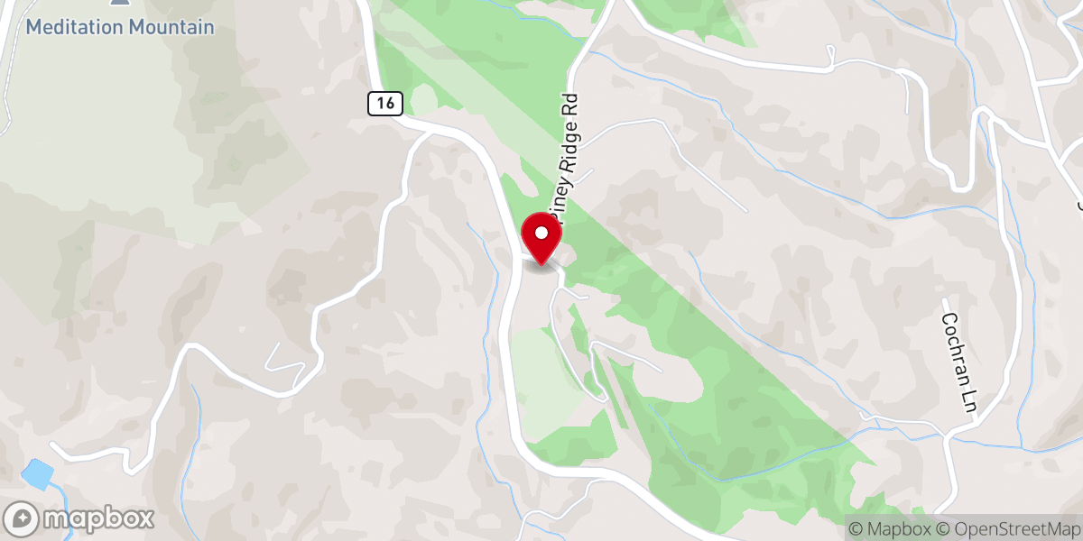 Map showing location of Piney Ridge Baptist Church