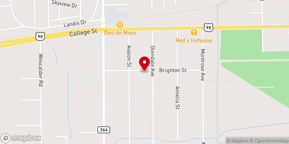 Map showing location of Amelia Baptist Church