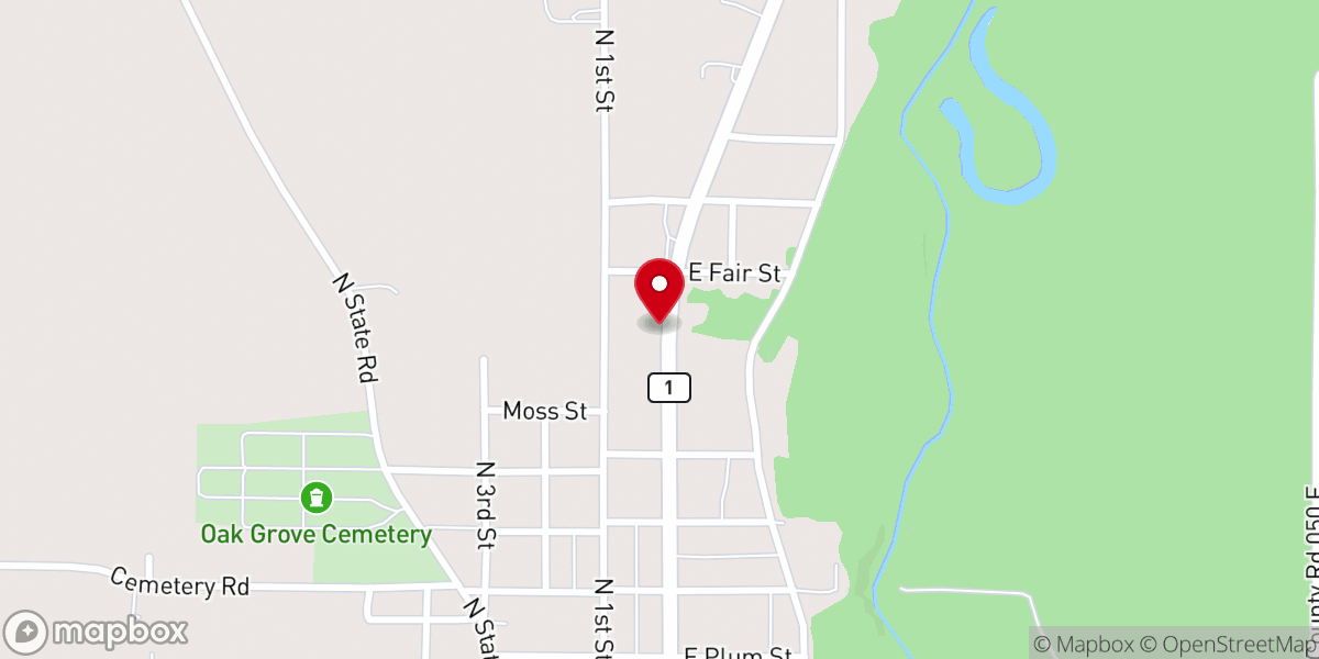 Map showing location of Apostolic Lighthouse Church of Grayville