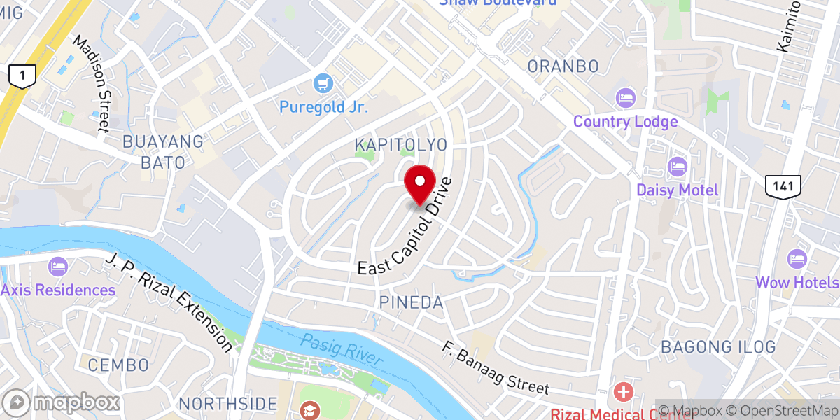 Map showing location of Pasig Church of Christ