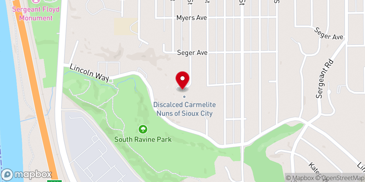 Map showing location of Carmelite Nuns