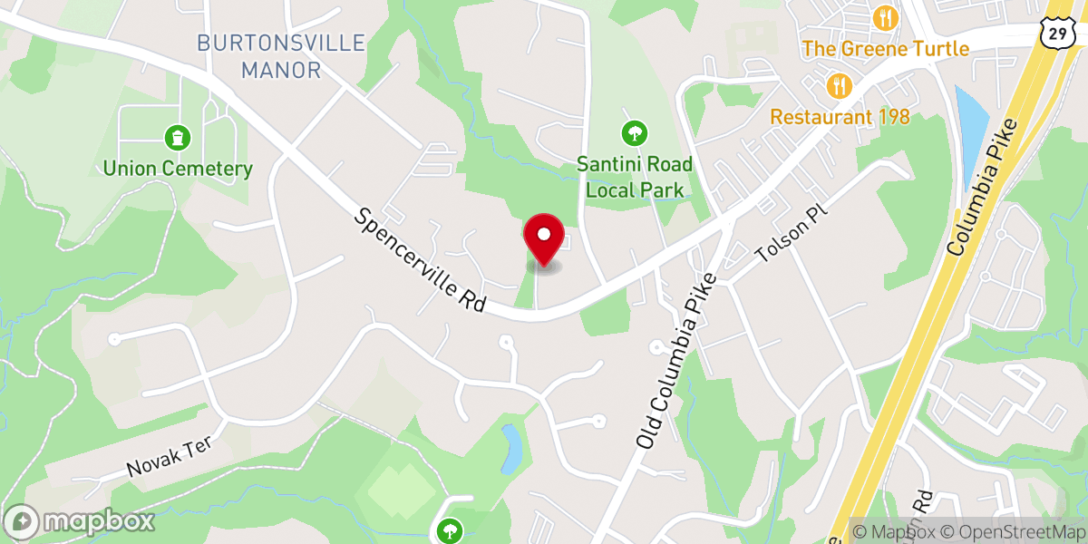 Map showing location of Burtonsville Baptist Church