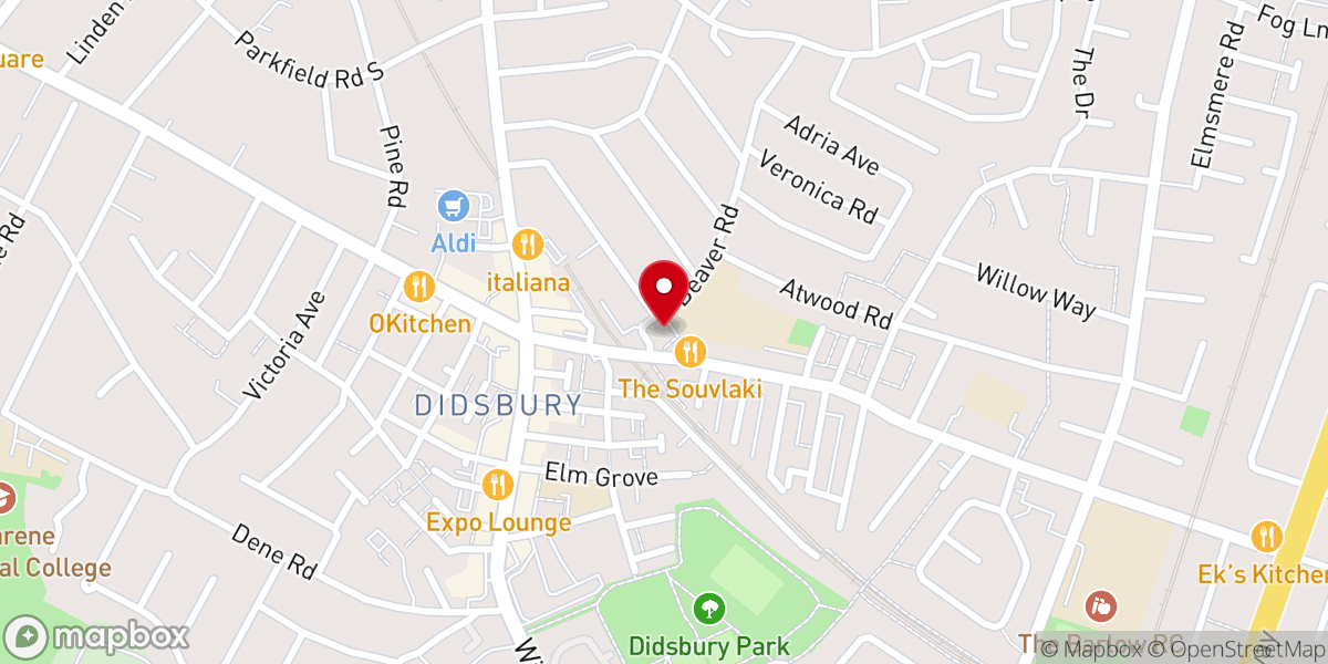 Map showing location of Didsbury Baptist Church