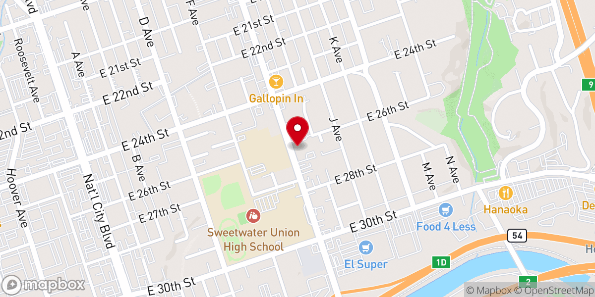 Map showing location of Highland Avenue Baptist Church