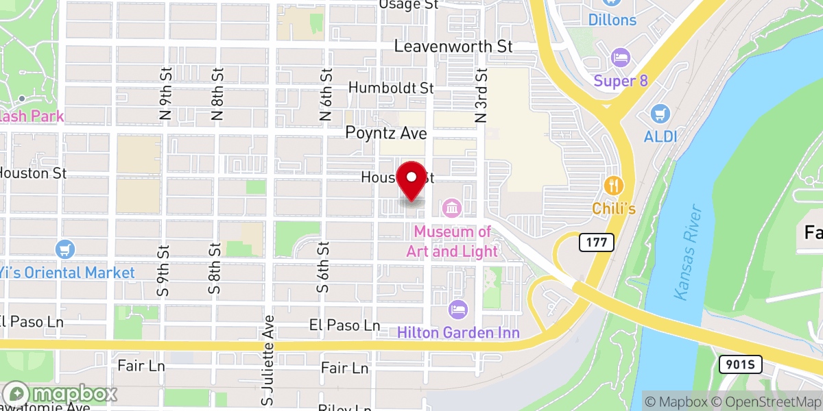 Map showing location of Catholic Charities of Northern Kansas