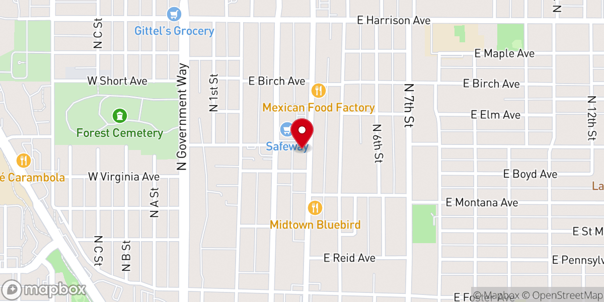 Map showing location of Church of Christ at Coeur d' Alene