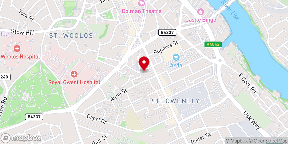 Map showing location of RCCG Vineyard Chapel Newport