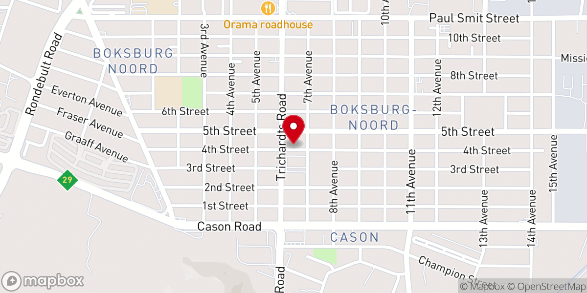 Map showing location of Christ Church Boksburg