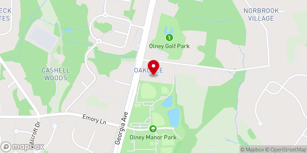 Map showing location of Oakdale Church