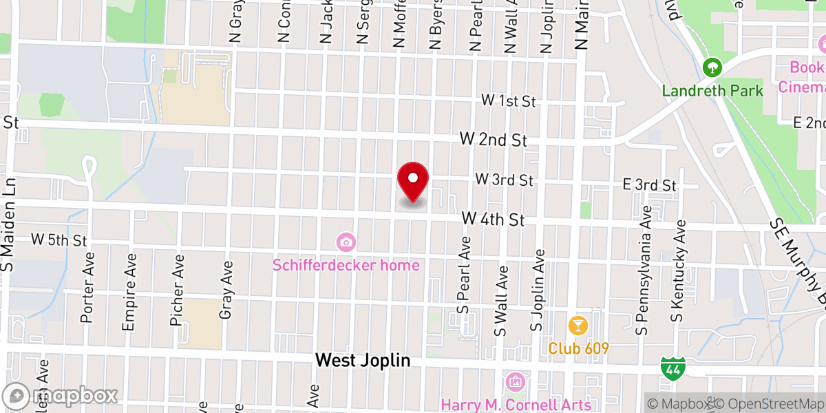 Map showing location of Joplin First Church