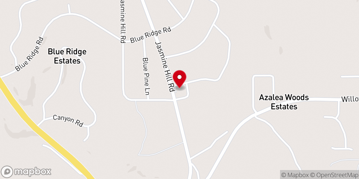 Map showing location of Blue Ridge Baptist Church