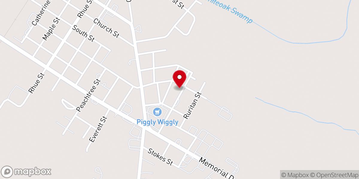 Map showing location of Ahoskie Free Will Baptist Church