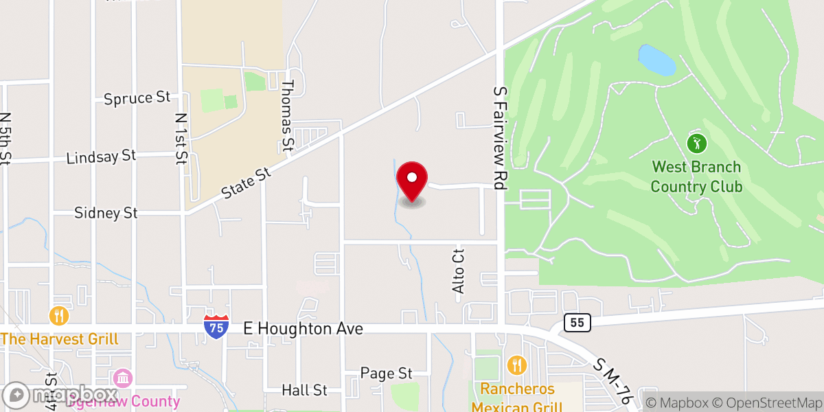 Map showing location of New Life Christian Church of West Branch Inc