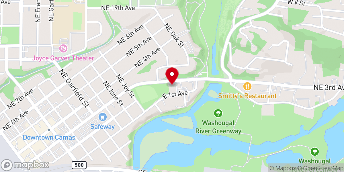 Map showing location of Northwest Gospel Church: Camas/Washougal
