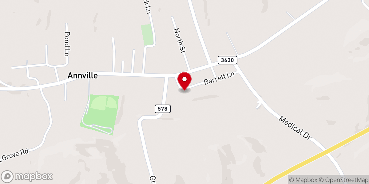 Map showing location of Annville Baptist Church