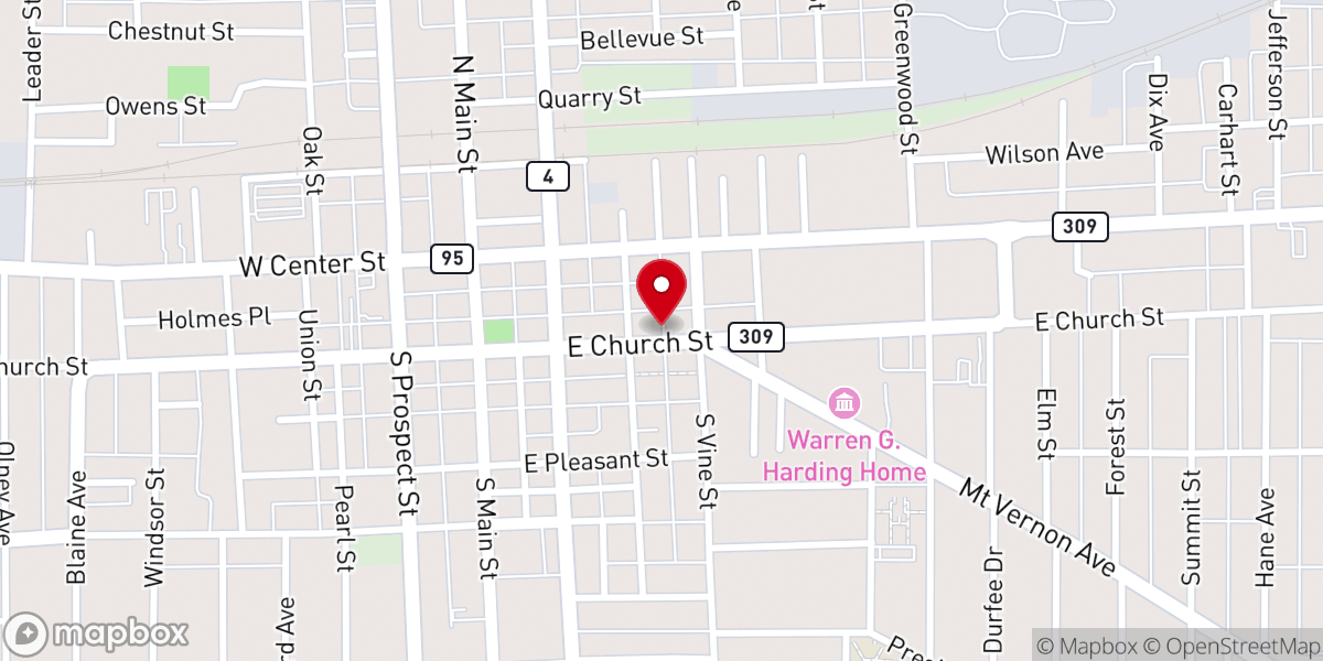 Map showing location of Salem Evangelical Church