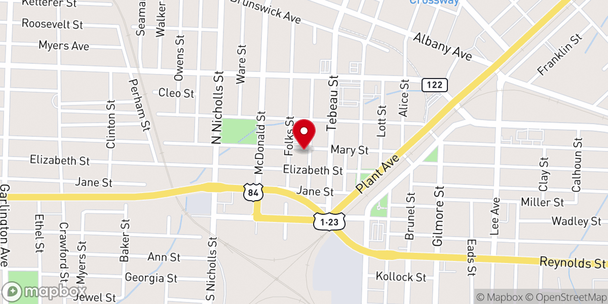 Map showing location of First Baptist Church