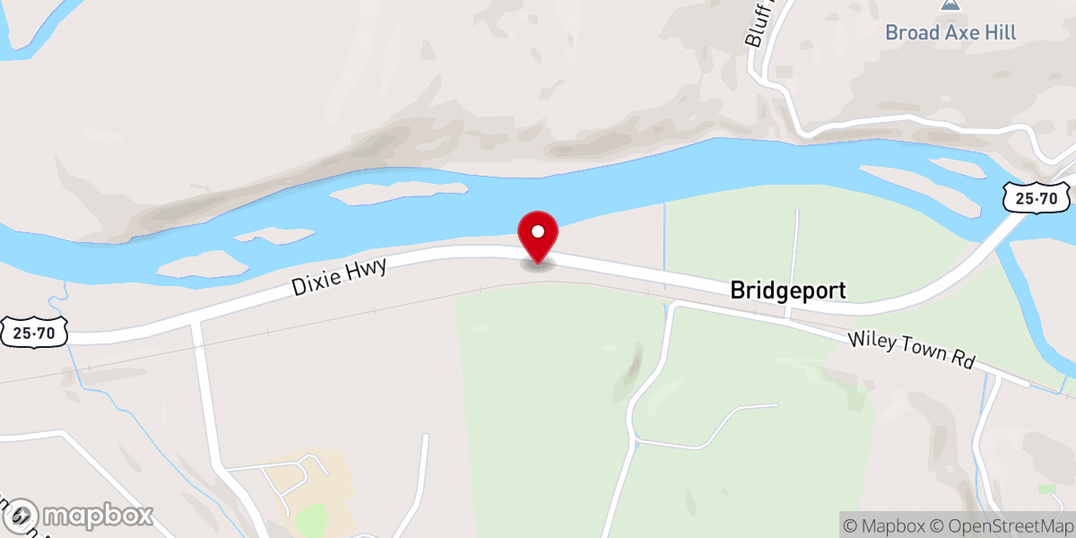 Map showing location of Bridgeport Free Will Baptist Church