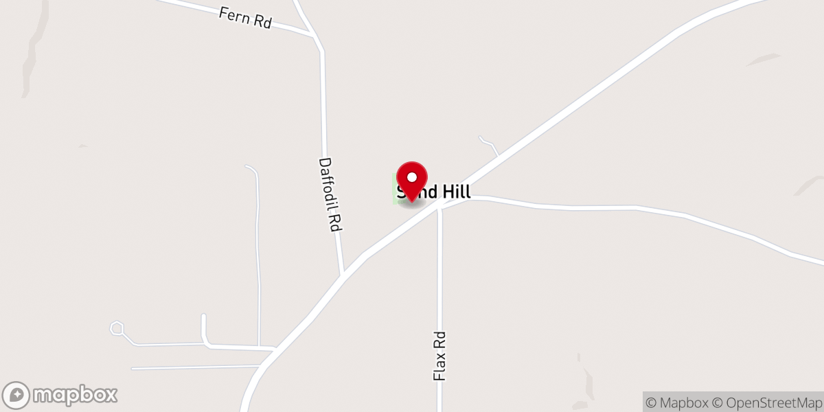Map showing location of Sand Hill Baptist Church