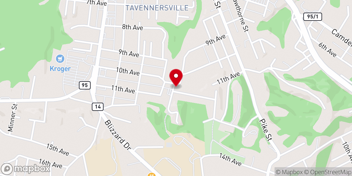 Map showing location of Trinity United Methodist Church