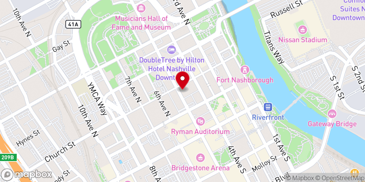 Map showing location of The Downtown Presbyterian Church