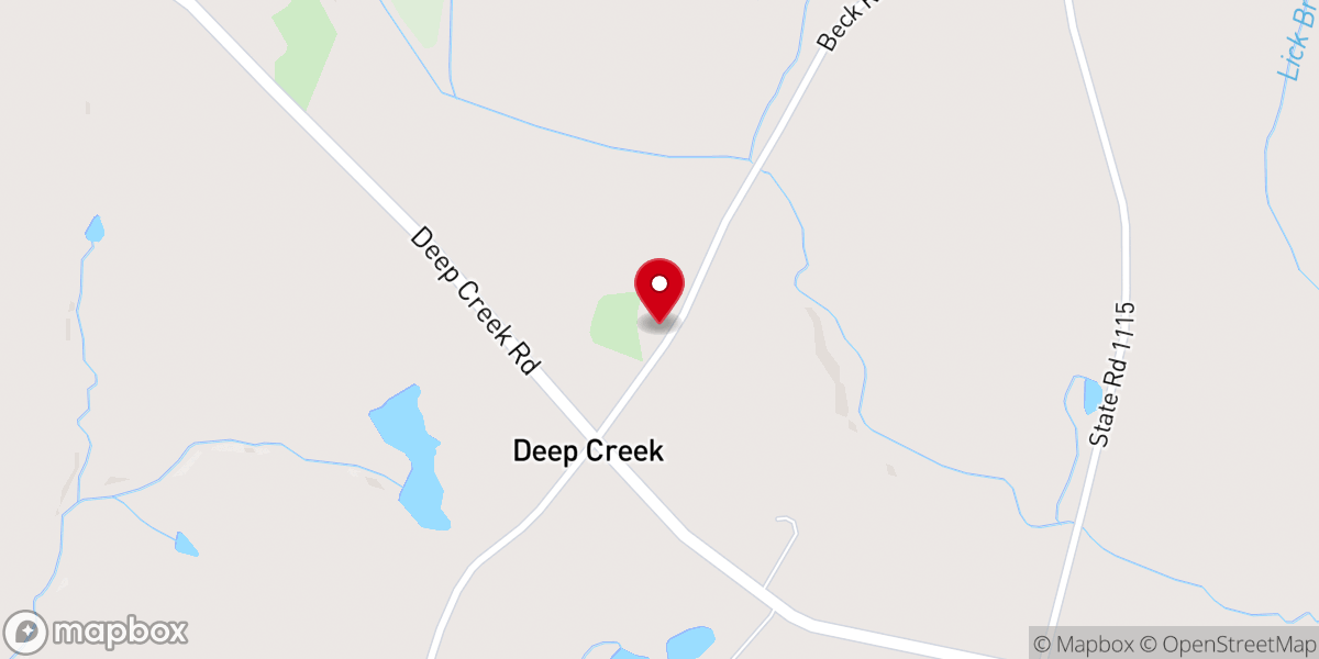 Map showing location of Deep Creek Church
