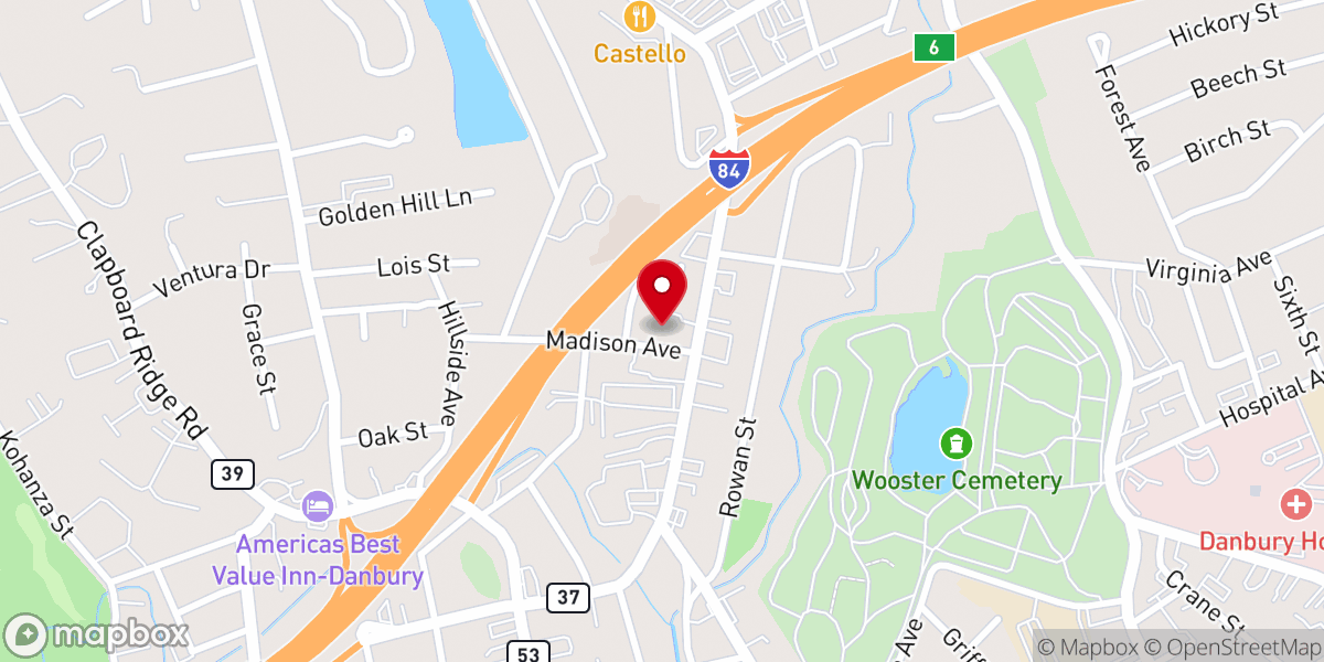 Map showing location of International Worship Center Danbury CT