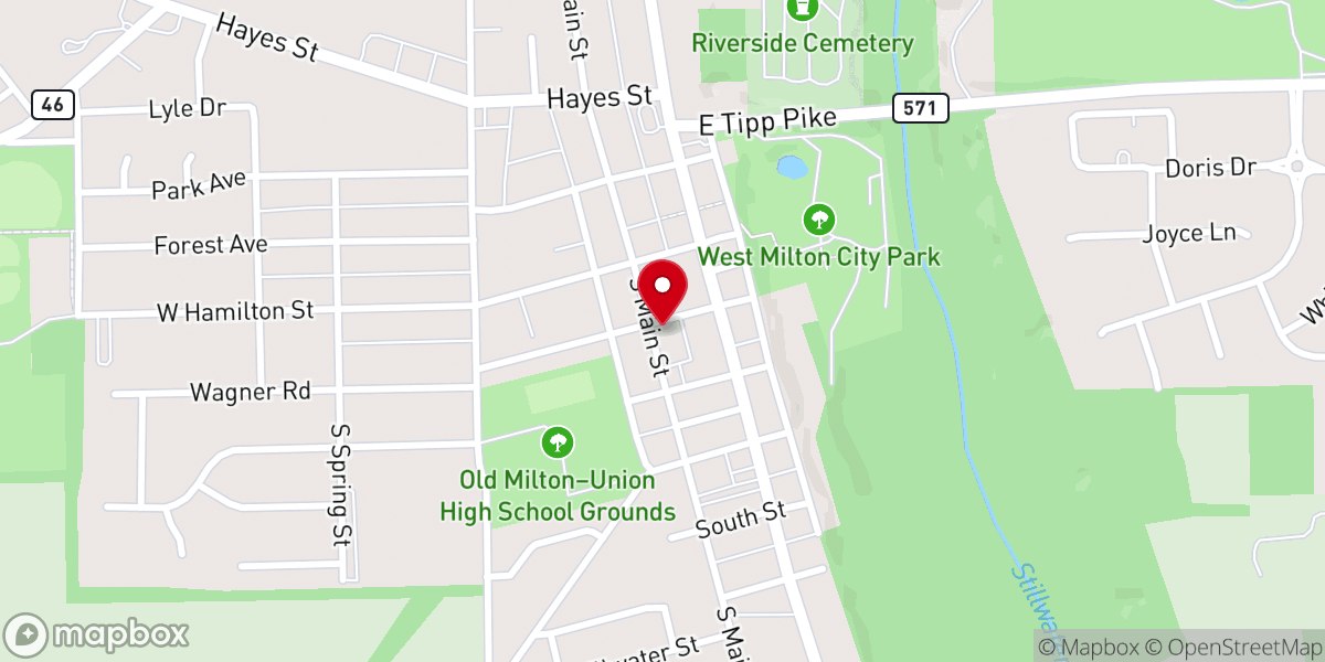Map showing location of West Milton United Church-Christian