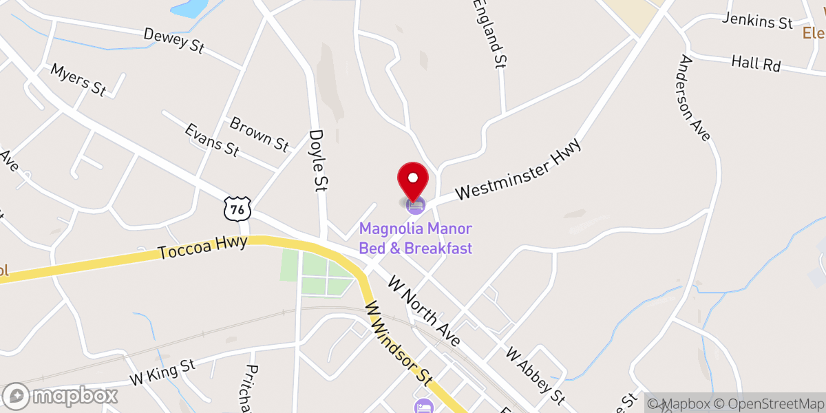 Map showing location of Magnolia Manor Inn & Events