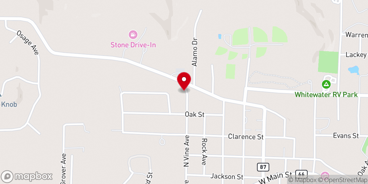 Map showing location of Vine Avenue Baptist Church