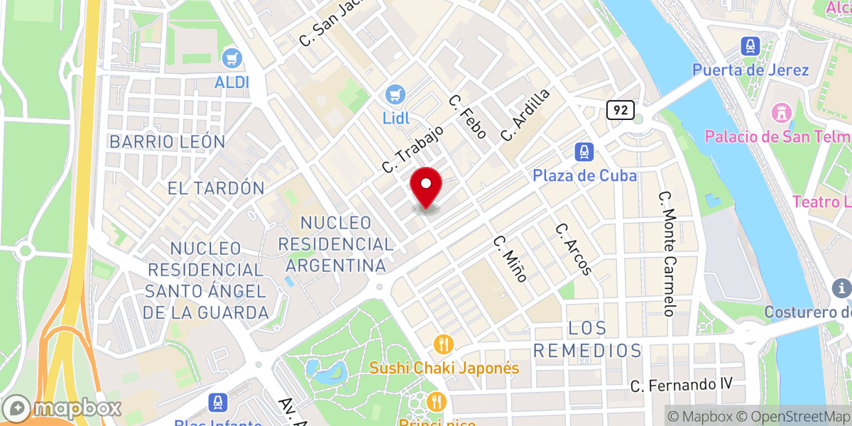 Map showing location of Parroquia Ntra.Sra. Del Buen Aire -Sevilla