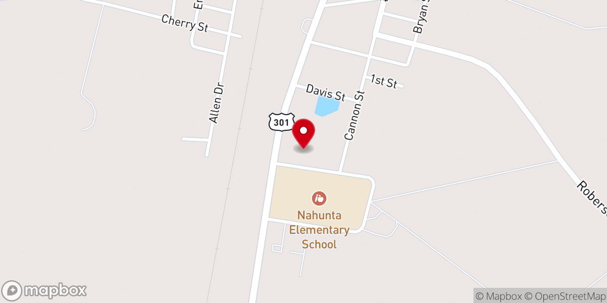 Map showing location of Southside Baptist Church