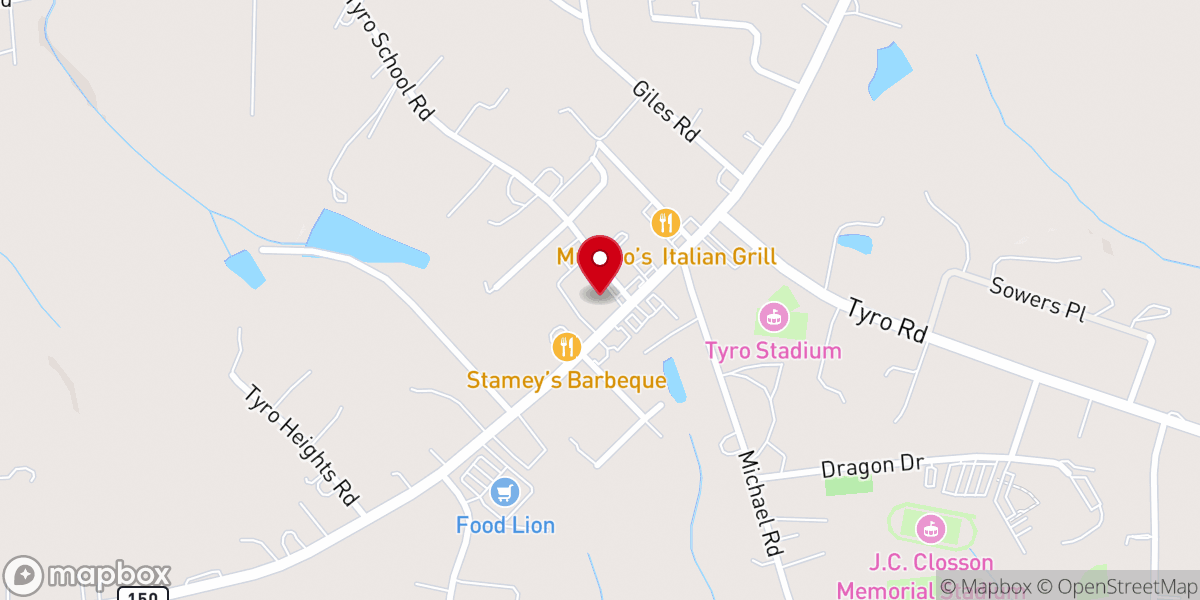 Map showing location of Tyro Methodist Church