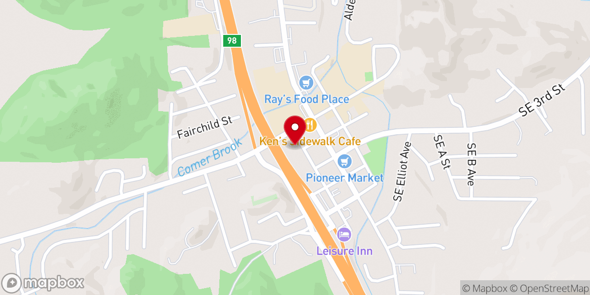 Map showing location of Canyonville United Methodist Church