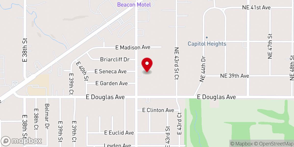 Map showing location of Hope Lutheran Church