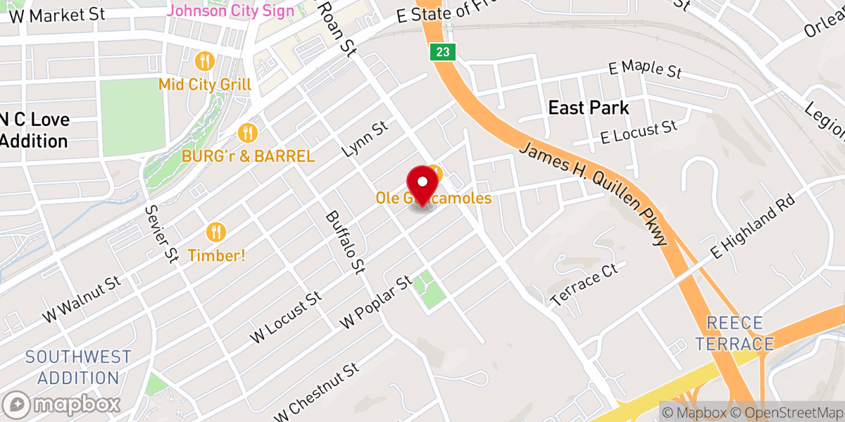 Map showing location of Calvary Chapel Tri-Cities TN